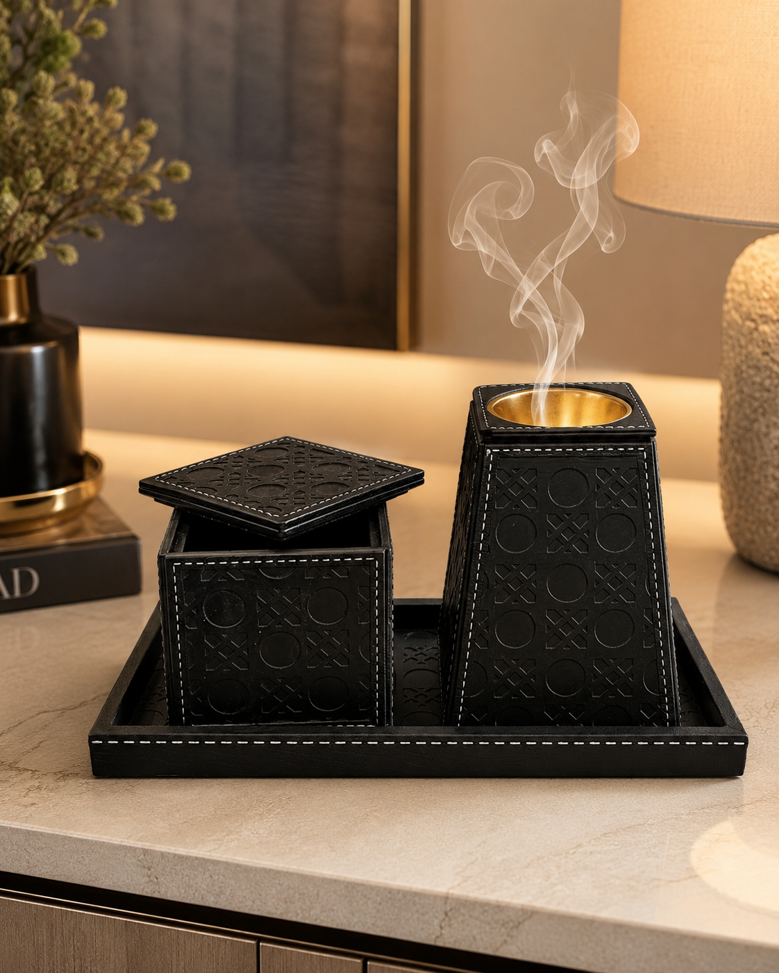 Maison Leather Incense Burner Set