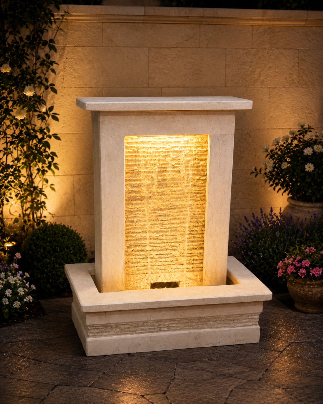 Illuminated Marble Water Fountain
