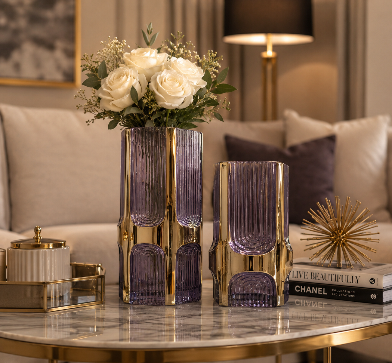 Ribbed Glass Vase