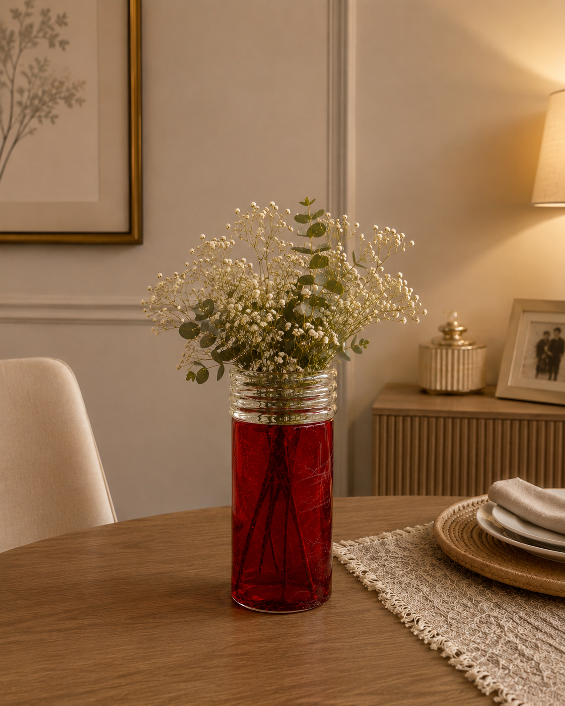 Crimson Botanical Vase