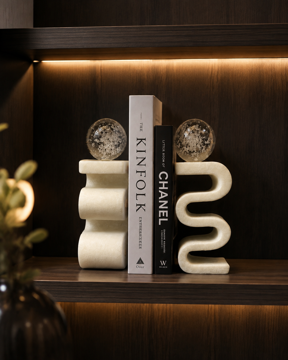 Ondine Marble & Crystal Globe Bookend Set