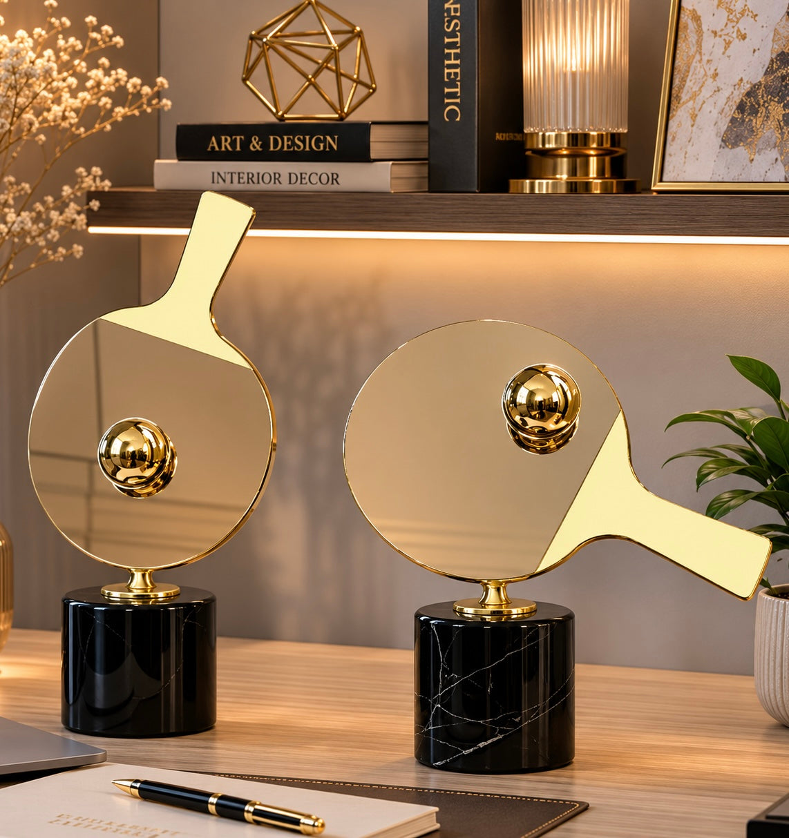 Gold Ping Pong Paddle Set
