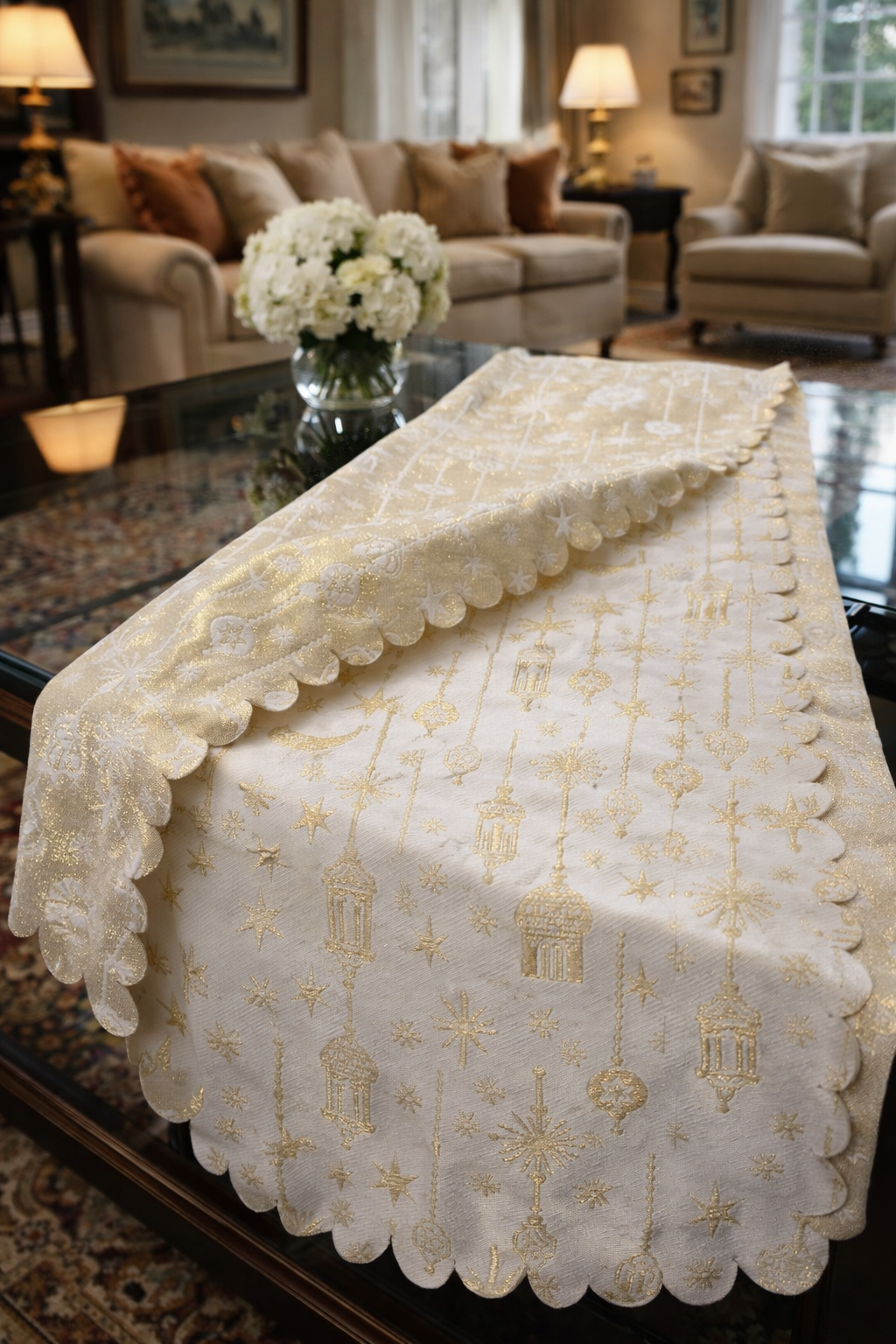 Seruma Embroidered Linen Dining Table