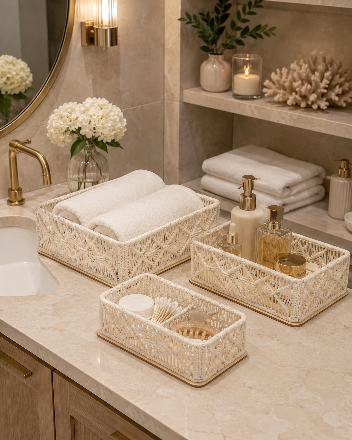 Ivory Woven Organizer Set