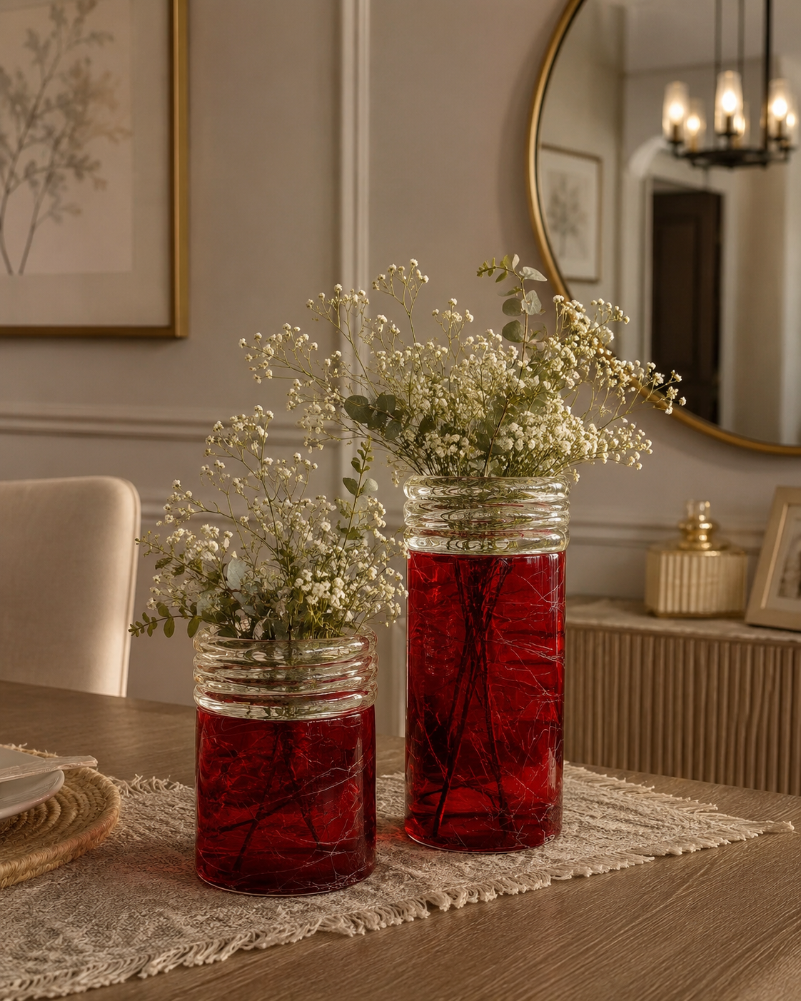 Crimson Botanical Vase