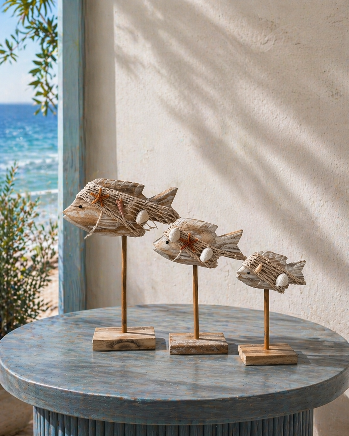 Driftwood Fish Sculpture Trio