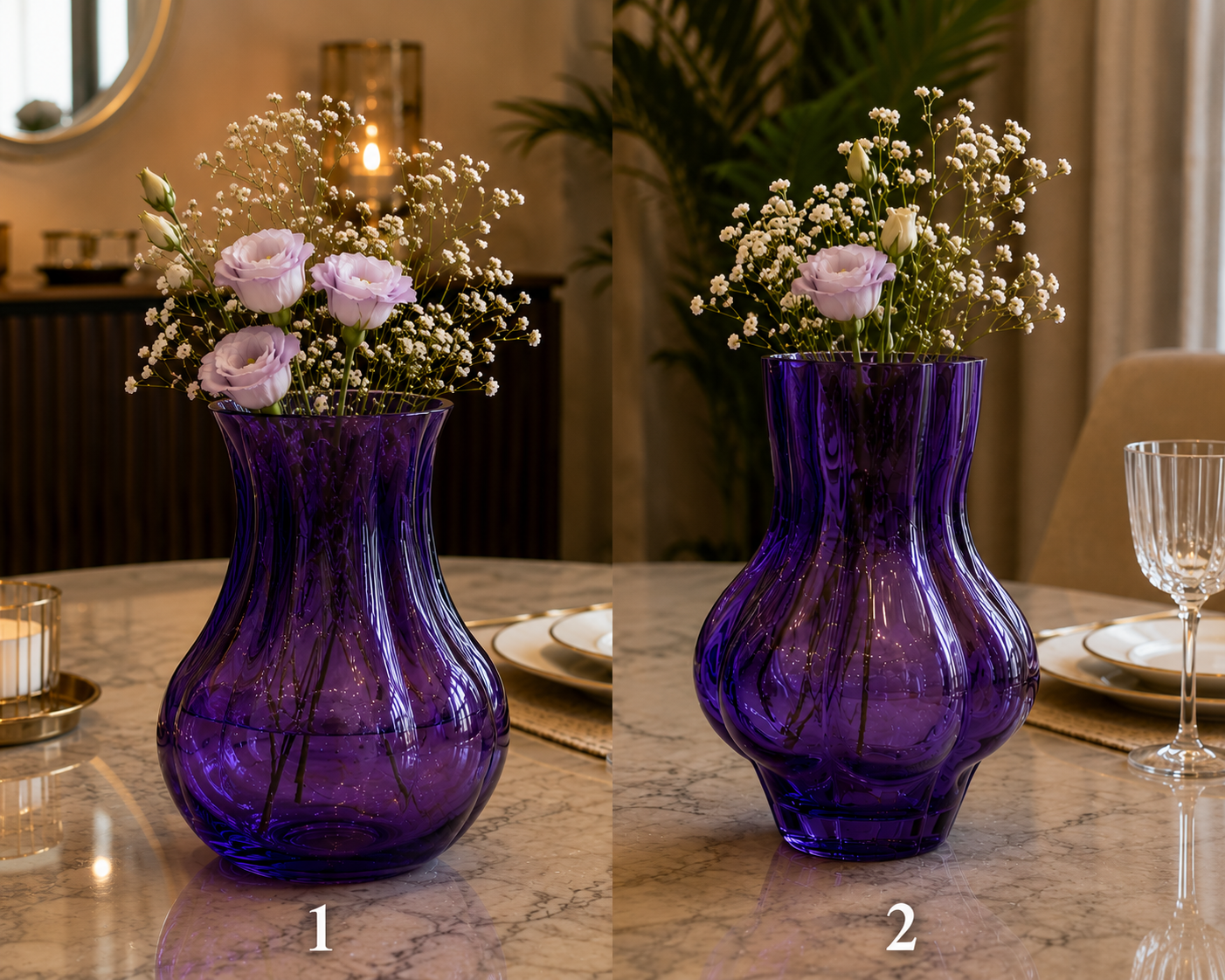 Violet Ripple Glass Vase