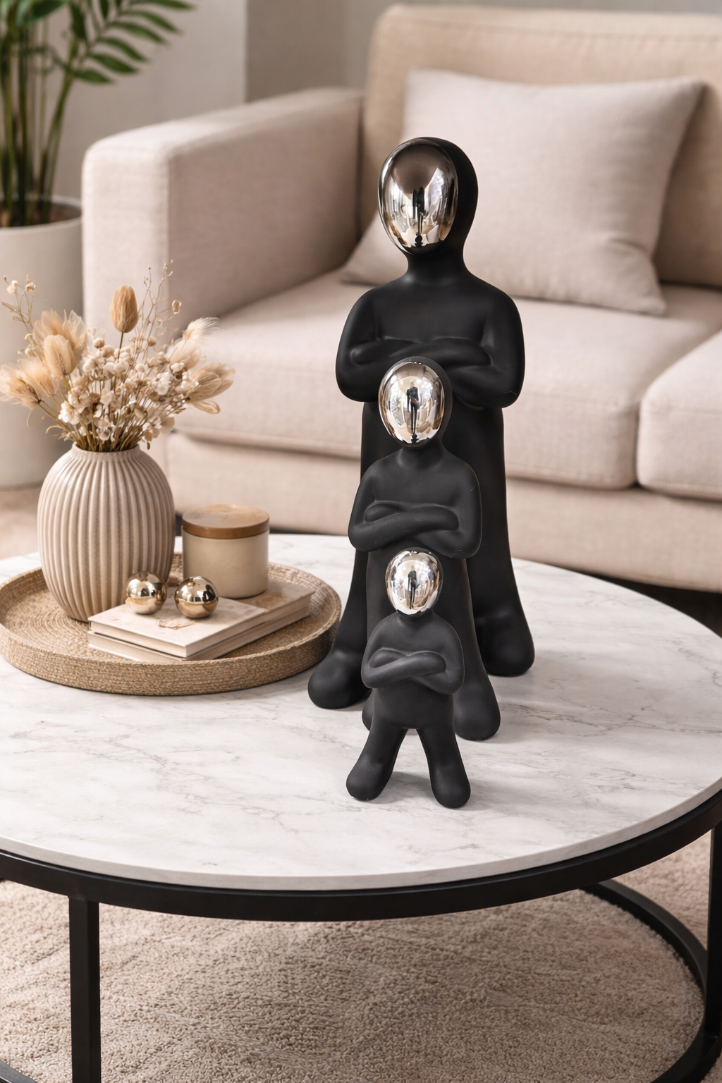 The Silent Three — Stacked Figure Sculpture