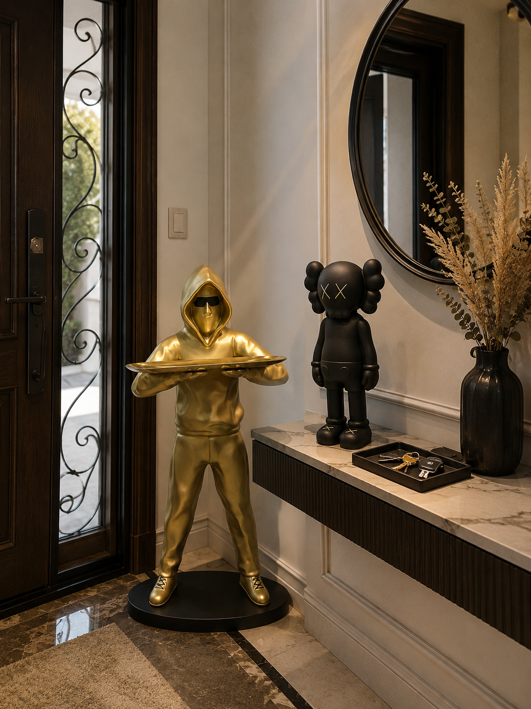 Gold Hooded Butler Sculpture – Decorative Tray Figure